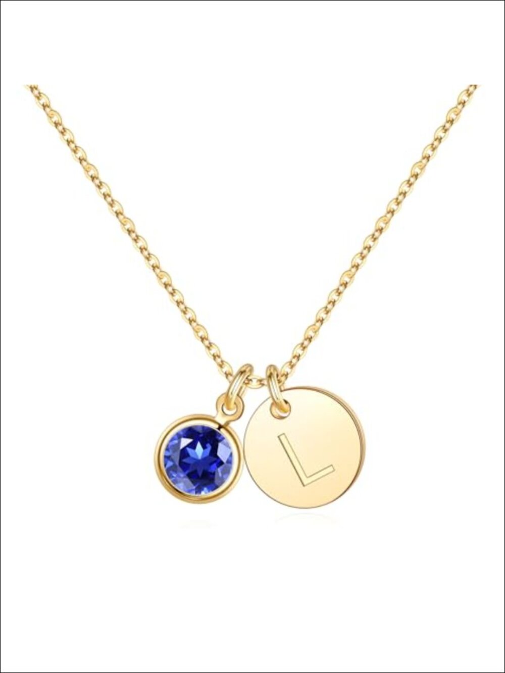 Personalized Initial Birthstone Necklace Dainty 14k Gold Plated